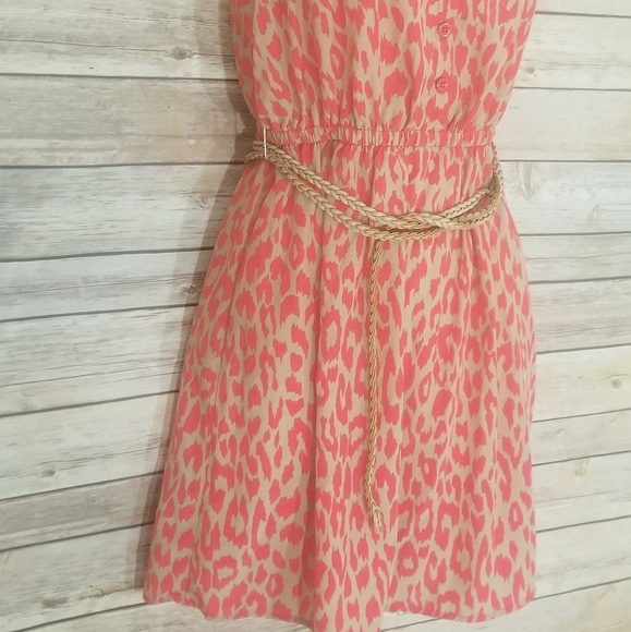Old Navy Cheetah Dress orange and tan with belt - Picture 4 of 7